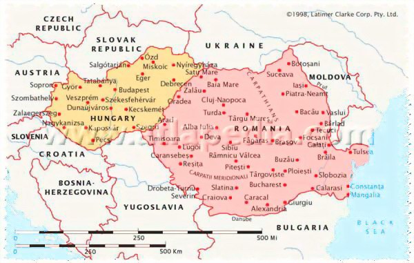 Harta digitala de calatorii. Romania - Ungaria - Slovacia