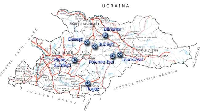 Máramarosi Fatemplomok turisztikai térképe - szállás