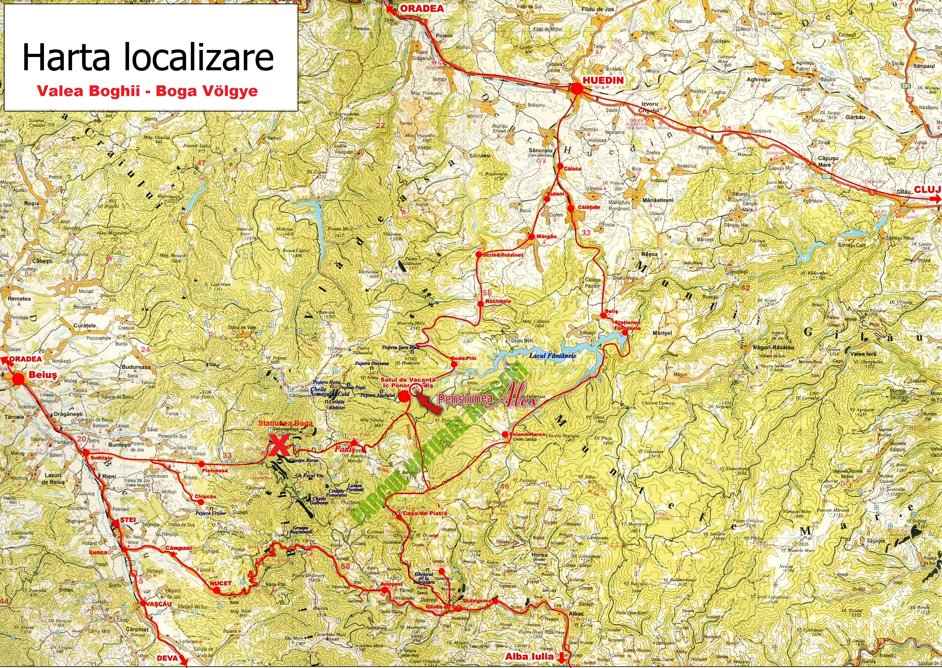 Boga Völgye turisztikai térképe - szállás Boga Völgye turisztikai térképe - szállás