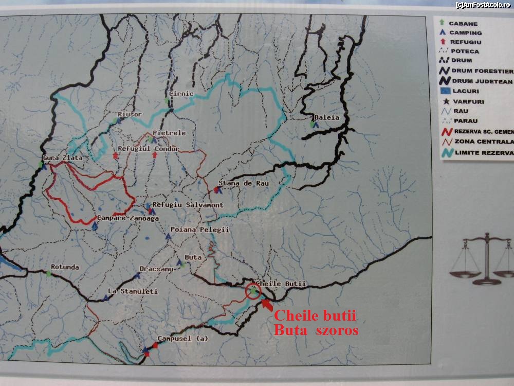  Buta Szoros Retyezat  turisztikai térképe - szállás