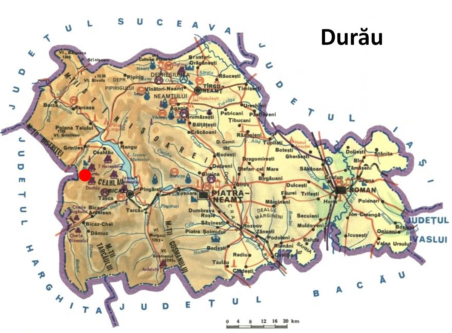 Durau turisztikai térképe - szállás