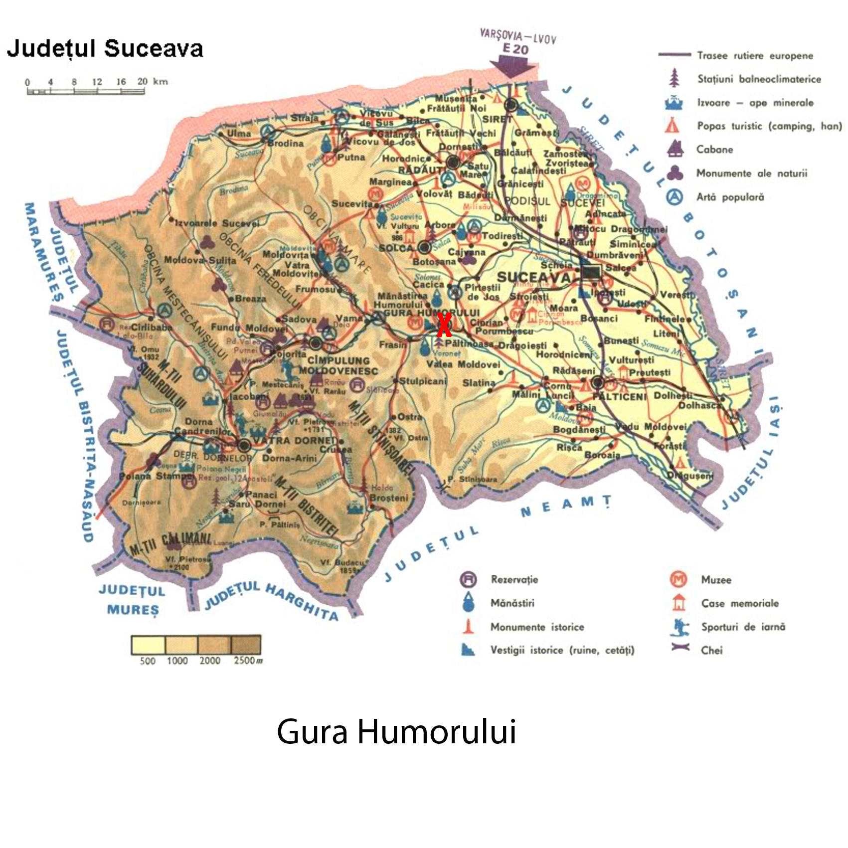 Gura Humorului turisztikai térképe - szállás