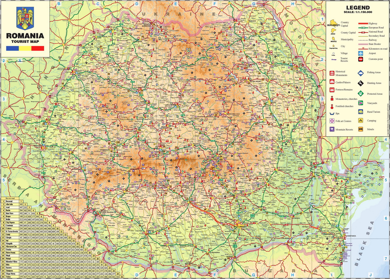 Romania turisztikai terkep - Romania Turist Map