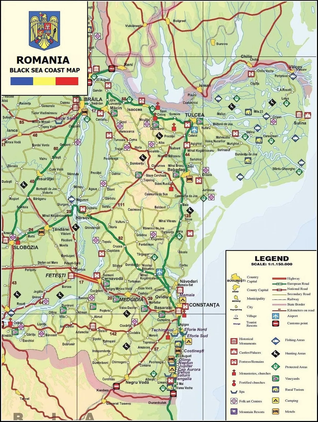 Térkép Román Tengerpart - Fekete-tenger romániai partszakasza